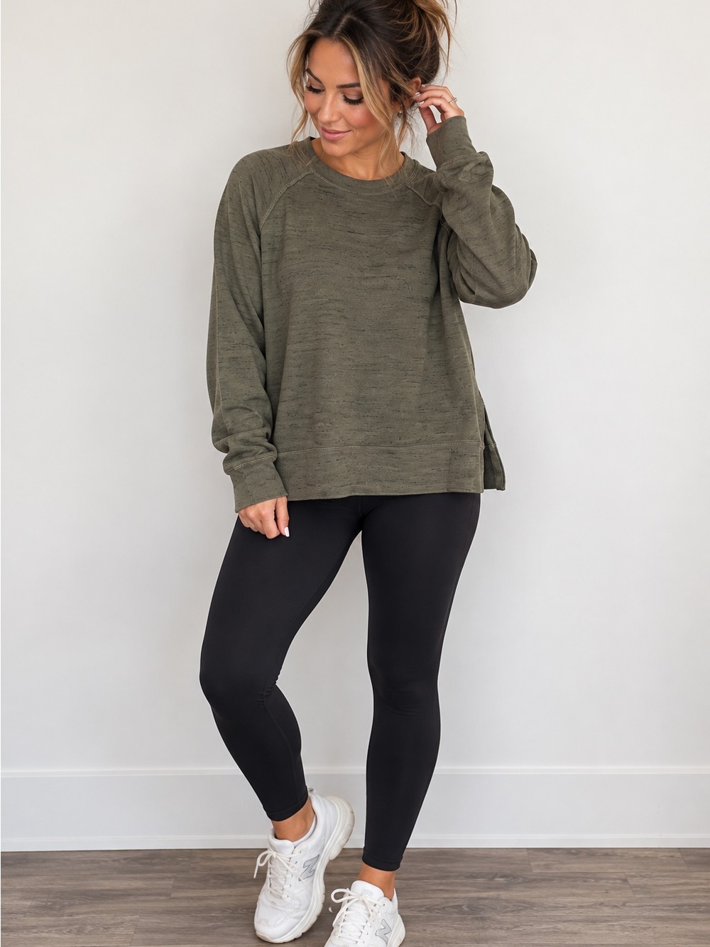 aerie Olive Crewneck Raglan Pullover